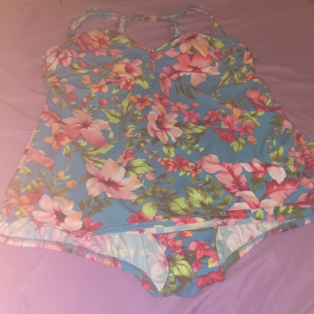 Pink flower swim suit